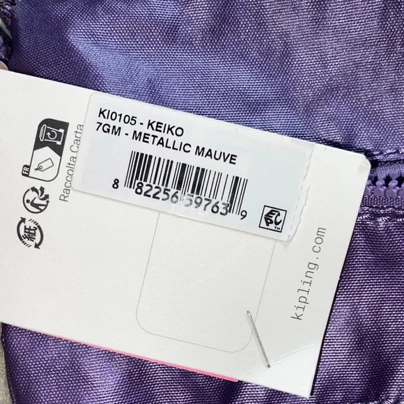 NWT Kipling Metallic purple Crossbody Bag with Pom Pom - Picture 7 of 7